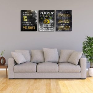 ARS® Motivational Canvas Wall Art Inspirational Entrepreneur Hustle Poster Prints Art Office Decor Work Hard Quotes Poster Pictures Framed Artwork Decor for Office Workplace Living Room(60''Wx 28''H) - Image 6