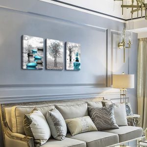 ARS® Canvas Wall Art for Living Room Wall Decor for Bedroom Bathroom Black and White Paintings Modern 3 Piece Framed Canvas Art Prints Inspirational Abstract Blue Pictures Home Decorations 12x16inches - Image 6