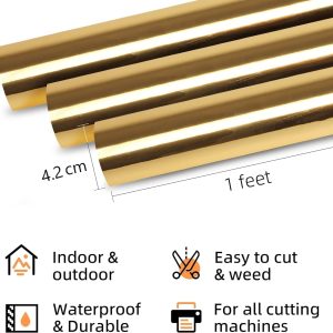 ARS® Adhesive Chrome Gold Permanent Vinyl Roll for Cricut - 12inx10ft - Image 3