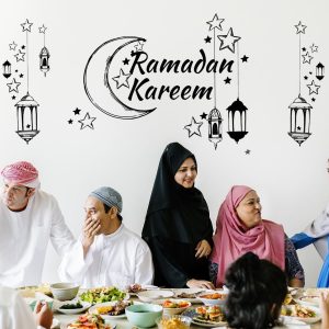 ARS® Ramadan Wall Stickers Decoration Eid Mubarak Decor Ramadan Kareem Stickers Wall Art Decals Moon Star Lantern Window Clings Wallpaper - Image 9