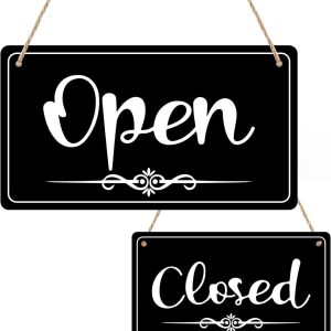 ARS® Open Signs for Business Double Sided Open Closed Business Hours Sign Hanging Business Open Sign with Rope Hours of Operation Sign for Business Walls Window Shop Bar Hotel 12x8 inch - Image 1