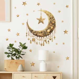 ARS® Ramadan Decorations for Home,Islamic Muslim Wall Stickers Decals,Eid Mubarak Ramadan Decor Lantern Moon Star Window Clings for Home Living Room Bedroom - Image 5