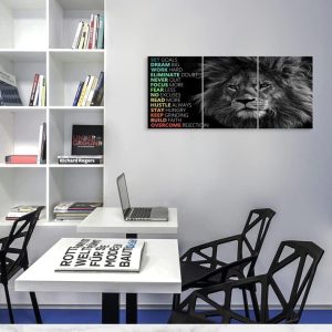 ARS® Inspirational Office Decor Wall Art Motivational Canvas Wall Art Lion Posters Entrepreneur Quote Wall Paintings Picture 3 Pieces Artwork for Home Bedroom Decor Framed Ready to hang 36''Wx 16'' - Image 3