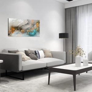 ARS® Nordic Abstract Orange and Teal Grey Wall Painting HD Print Poster Canvas for home decor living and bedroom Wall hanging big size- 60x120cm with Frame, Ready to hang - Image 6