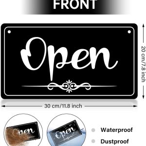 ARS® Open Signs for Business Double Sided Open Closed Business Hours Sign Hanging Business Open Sign with Rope Hours of Operation Sign for Business Walls Window Shop Bar Hotel 12x8 inch - Image 2