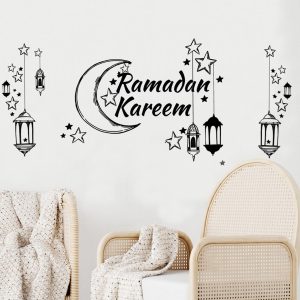 ARS® Ramadan Wall Stickers Decoration Eid Mubarak Decor Ramadan Kareem Stickers Wall Art Decals Moon Star Lantern Window Clings Wallpaper - Image 7