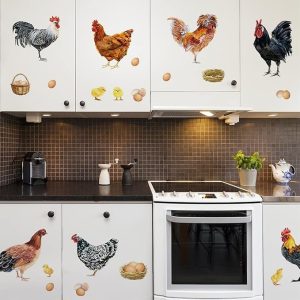 ARS® Farm Chicken Roosters Wall Decals Stickers, Farmhouse Dutch Bantam Rooster Cornish Hen Decorations Bedroom Art, Eggs Home Dining Room Kitchen Decor - Image 5