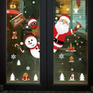 ARS® Christmas Window Cling Decals, Christmas Wall Decorations Winter Holiday Xmas Stickers, Celebration Ornament Snowflake Santa Snowman Door Mural for Showcase Winter Party Decorations Art Décor - Image 4