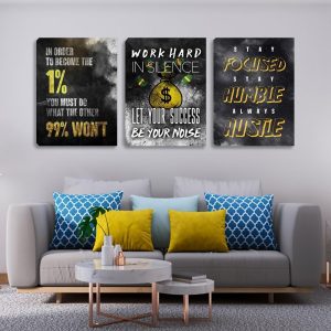 ARS® Motivational Canvas Wall Art Inspirational Entrepreneur Hustle Poster Prints Art Office Decor Work Hard Quotes Poster Pictures Framed Artwork Decor for Office Workplace Living Room(60''Wx 28''H) - Image 5