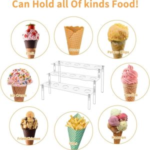 ARS® 15 Holes Cupcake Stand, AZONEE Ice Cream Cone Holder Stand with 3 Layers, Clear Acrylic & 1.26-inch Diameter for Parties and Displays - Image 4