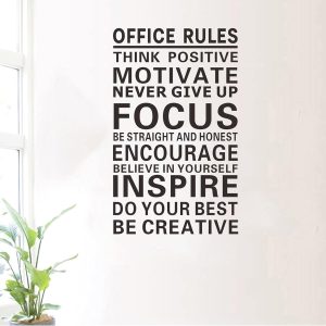 ARS® Office Rules Wall Decal Vinyl Wall Stickers Removable Wall Decor Art DIY Inspirational Quotes Sticker Mural for Offi - Image 6