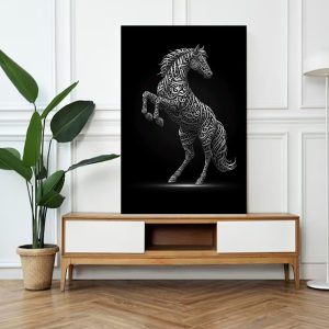 ARS® Horse Wall Art Paintings Arabic Islamic Calligraphy Artwork for Home Walls Office Decor Islamic Canvas Wall Art for Decoration Frame easy to hang, 90x60cm, 1Pcs - Image 1