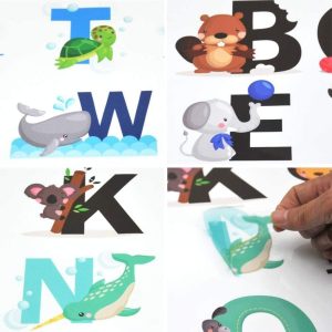 ARS® NNCV Alphabet Wall Decals, DIY Letter Theme Removable Animal ABC Educational Wall Stickers for Kids Nursery Room Decor - Image 3