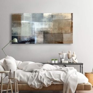 ARS® Canvas Prints Abstract Wall Art Print Paintings Grey and Brown Stretched Canvas Wooden Framed for living Room Bedroom and Office Home Decor Artwork XLarge 24x45inch - Image 4