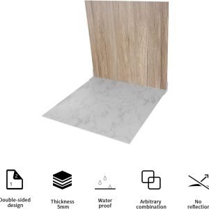 ARS® 2 Pcs 1.8 Ft/55cm Photo Backdrop Boards, 2 in 1 Marble & Wood Texture Realistic Surface Background for Flat Lay Food, Tabletop Product Photography - 4 Patterns - Image 6