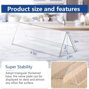 ARS® Clear Plastic Name Plates for Desk 8.5 x 3 Acrylic Wall Plate Holder Sign Frame Table Display Blank Nameplate Office Business Conference Meetingroom Student School Classroom 20 Pack - Image 3