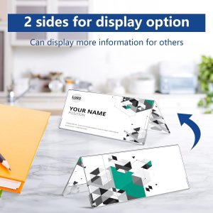 ARS® Clear Plastic Name Plates for Desk 8.5 x 3 Acrylic Wall Plate Holder Sign Frame Table Display Blank Nameplate Office Business Conference Meetingroom Student School Classroom 20 Pack - Image 7