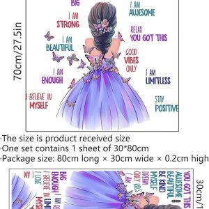 ARS® Butterfly Girl Wall Decal Flower Fairy Princess Wall Stickers Inspirational Quote Purple Lavender Floral Vinyl DIY Removable Peel and Stick Nursery Wall Decor for Kids Baby Bedroom Decoration - Image 3