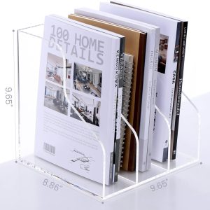 ARS® Desk Organizer, Acrylic Magazine Rack, Book Stand, File Holder for Office Organization and Accessories-Clear,3 Vertical Spaces 1 Pack (3 Slot V),A43GV - Image 3