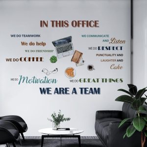 ARS® Office Inspirational Quotes Positive Sayings Peel Stick Wall Decals Stickers, Colorful Motivational Lettering Teamwork Decorations Company Art, Neutral We are A Team Coffee Home Decor Gift - Image 5