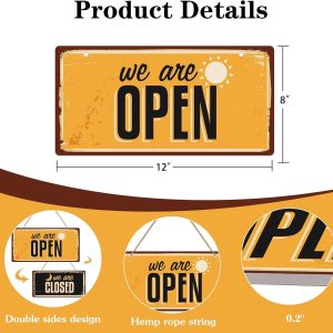 ARS® Wooden Store Open and Closed Business Sign Two Sided Reversible Come In We're Open or Closed Store Hanging Sign for Coffee Bar Shop 6"x 12" Inch - Image 3
