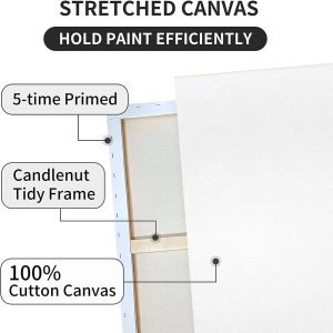 ARS® Blank Canvas 100 x 150 cm White - this premium-quality canvas 100% Cotton Artist Canvas Boards For Painting, Acrylic Pouring, Oil Paint Dry & Wet Art Media - Image 6