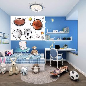 ARS® Rugby Football Basketball Volleyball Soccer Ball Wall Decals Stickers Wall Stickers Decals Wall Decor Decals Wall Decor Sports Decals Wall Murals Decoration Décor Poster Nursery Football - Image 5