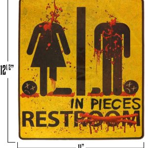 ARS® Bloody Restroom Sign Sticker - Halloween, Haunted House and Horror Themed Parties Bathroom Door Decoration - Removable, Sticks on Most Surfaces, Comes Off Clean - Image 3
