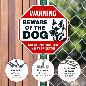 ARS® Beware of Dog Sign German Shepherd, Dog Warning Sign, 12x12 Octagon Rust Free Aluminum,Weather/Fade Resistant, Easy Mounting, Indoor/Outdoor Use - Image 4