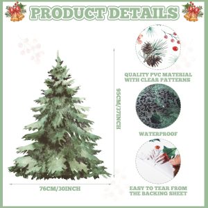ARS® Large Christmas Tree Wall Decals DIY Christmas Wall Decals Peel and Stick Watercolor Christmas Tree Wall Stickers Removable for Xmas Bedroom Living Room Office Home Decor DIY Art - Image 5