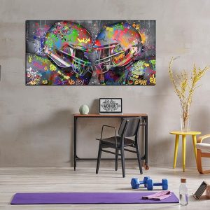 ARS® American Football Posters Large Wall-Art For Living Room - Graffiti Rugby Ball Bedroom Decor For Teen Boys - Banksy Canvas Wall-Art Ready To Hang Size 59" x 29" - Image 6