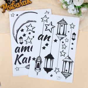 ARS® Ramadan Wall Stickers Decoration Eid Mubarak Decor Ramadan Kareem Stickers Wall Art Decals Moon Star Lantern Window Clings Wallpaper - Image 6