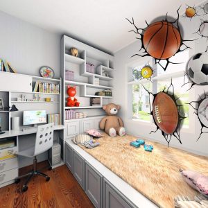 ARS® Rugby Football Basketball Volleyball Soccer Ball Wall Decals Stickers Wall Stickers Decals Wall Decor Decals Wall Decor Sports Decals Wall Murals Decoration Décor Poster Nursery Football - Image 8