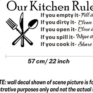 ARS® Our Kitchen Rules Wall Decal Vinyl Wall Stickers Removable Wall Decor Art DIY Knife Fork Spoon Quotes Sticker Mural for Dinner Room Livingroom Window Home Decoration Wallpaper - Image 3