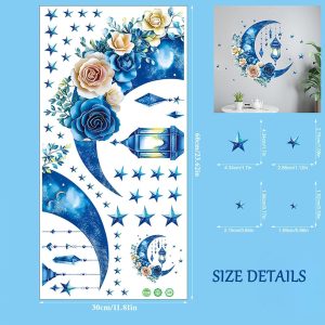 ARS® Ramadan Wallpapers, Ramadan Kareem Islamic Muslim Wall Decor Stickers, Moon Star Lantern Wall Decals for Living Room Bedroom Decoration (30cm*60cm) - Image 3