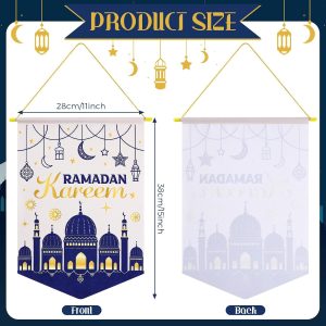 ARS® Ramadan Kareem Decorations Hanging Canvas Sign Banner Double Sided Islamic Outdoor Ramadan Mubarak Garden Flag Welcome Sign Canvas Door Ornament for Indoor and Outdoor - Image 3