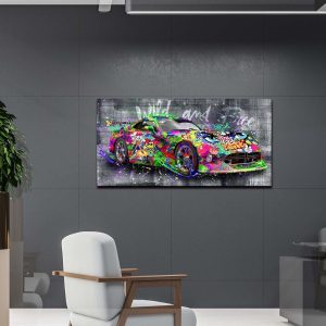 ARS® Graffiti Car Wall-Decor - Banksy Canvas Wall Art for Bedroom - Teen Boy Room Decor Ready to Hang Size 40" x 20" - Image 7
