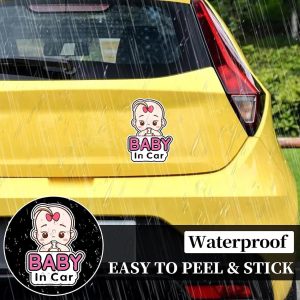 ARS® Baby in Car Stickers, 5PCS 19x14cm Stickers for Car, Funny on Board Car Sticker with Character, Removable Baby Safety Warning Sticker for Car Door Rear Bumper Window (Pink) - Image 5