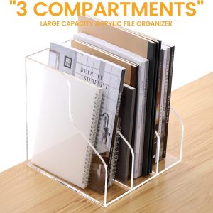 ARS® Desk Organizer, Acrylic Magazine Rack, Book Stand, File Holder for Office Organization and Accessories-Clear,3 Vertical Spaces 1 Pack (3 Slot V),A43GV - Image 4