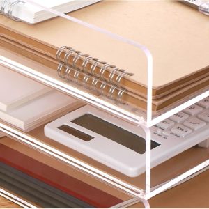 ARS® Letter Tray, Clear Acrylic Paper Tray, Stackable Desk File Organizer, Office Organization and Accessories-Split Type Can be Pulled Out,Transparent,2 Trays Vertical(2 Pack),TPAN2CV - Image 6