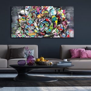 ARS® Flower Pictures Wall-Decor - Banksy Street Wall Art - Large Abstract Canvas Wall Art Ready To Hang Size 60" x 30" - Image 6