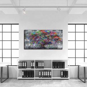 ARS® Tree Large Canvas Wall-Art For Living Room - Graffiti Forest Wall Art - Abstract Modern Home Office Wall Decor Ready to Hang Size 29" x 59" - Image 6