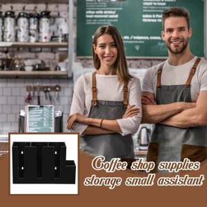 ARS® Compartments Acrylic Coffee Cup and Lid Storage Organizer Holder Disposable Paper Cup Dispenser Organizer Plastic Lid Holder Accessories for Kitchen Bar Shop Party Supplies(Black) - Image 3