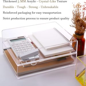 ARS® Letter Tray, Clear Acrylic Paper Tray, Stackable Desk File Organizer, Office Organization and Accessories-Split Type Can be Pulled Out,Transparent,2 Trays Vertical(2 Pack),TPAN2CV - Image 4