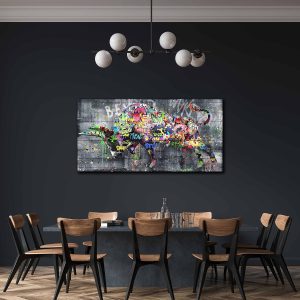 ARS® Highland Cow Wall-Art For Living Room Large Size - Banksy Canvas Wall Art For Bedroom - Graffiti Farmhouse Wall Decor Ready To Hang Size 59" x 29" - Image 3