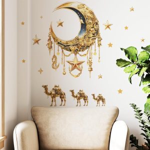 ARS® Ramadan Decorations for Home,Islamic Muslim Wall Stickers Decals,Eid Mubarak Ramadan Decor Lantern Moon Star Window Clings for Home Living Room Bedroom - Image 4