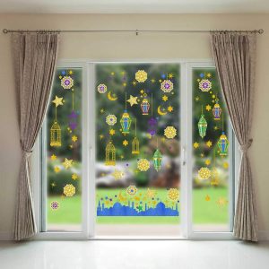 ARS® Ramadan Mubarak Window Clings Eid Mubarak Window Stickers Party Supplies Decorations Muslim Happiness Ramadan Eid Al-fitr Decor - Image 5