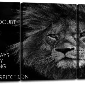 ARS® Inspirational Office Decor Wall Art Motivational Canvas Wall Art Lion Posters Entrepreneur Quote Wall Paintings Picture 3 Pieces Artwork for Home Bedroom Decor Framed Ready to hang 36''Wx 16'' - Image 1
