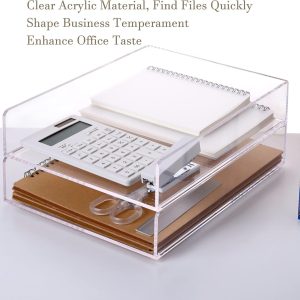 ARS® Letter Tray, Clear Acrylic Paper Tray, Stackable Desk File Organizer, Office Organization and Accessories-Split Type Can be Pulled Out,Transparent,2 Trays Vertical(2 Pack),TPAN2CV - Image 7