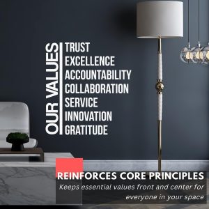 ARS® Large Our Values Office Decor Wall Art Wall Decal Inspirational Motivational Vinyl Office Supplies Home Gym Work Success Wall Sticker Teamwork Welcome Quote Business Sign Gift - Image 3